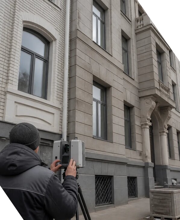 Лазерное сканирование фасадов зданий для обследования в Острогожске